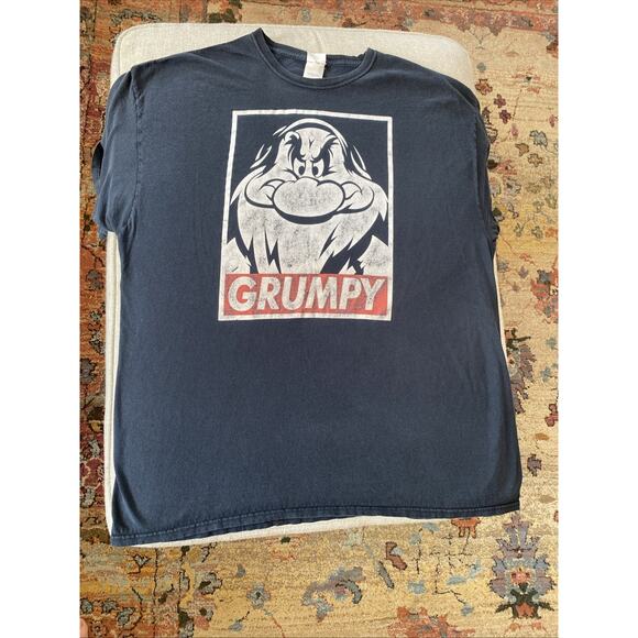 Vintage 90s Disney Grumpy Snow White Graphic T Shirt XXL Mens Tee Gray Black - Picture 1 of 8